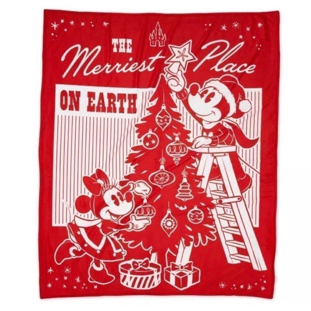 2022 Disney Parks Mickey Mouse Christmas Holiday Cozy Fleece Blanket Throw